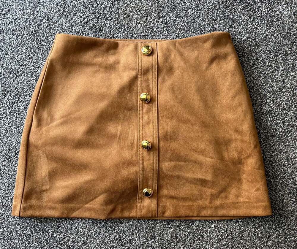 VICI Camel Faux Suede Button Front Skort Size Medium NWT